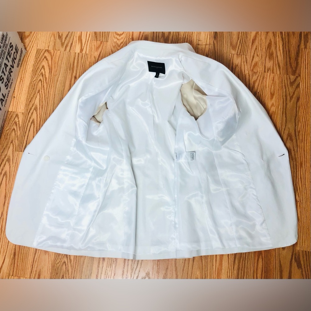 Banana Republic Blazer 12 White Double Breasted Gold Button Career Cotton Jacket - Picture 13 of 16